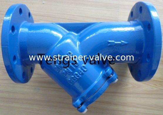 Ductile Iron and Cast Iron Y Strainer, Din Flanged Epoxy Coating Blue Color Y Type Strainer